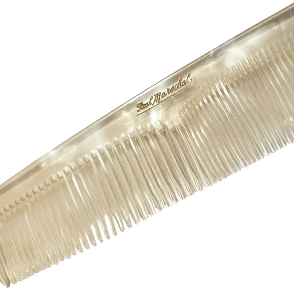 Vintage Pearlescant Clear French Comb by Paul Marechal, Deadstock